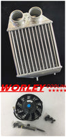 Alloy aluminum 2 Core Side Mount Intercooler & Fan for Renault 5 9 11 19 GT turbo 1985-1991 85 86 87 88 89 90 91