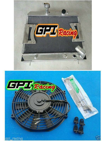4ROW Aluminum Radiator & Shroud & Fan FOR Jaguar 4.2L XKE E-Type Series 2 1969 1970 1971 69 70 71